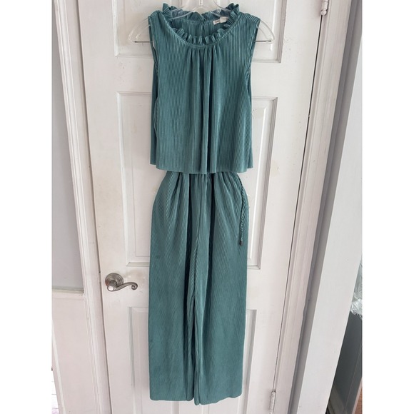 Cato Pants - Cato Womens‎ Sz M Stretchy Ribbed Green One-Piece Jumpsuit Romper Party